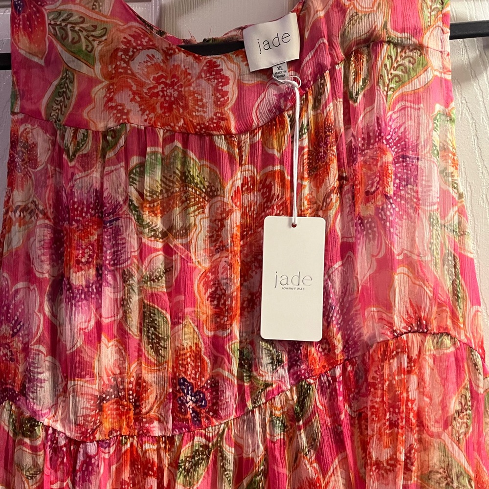Johnny Was Pink Red Bubble Maxi Dress